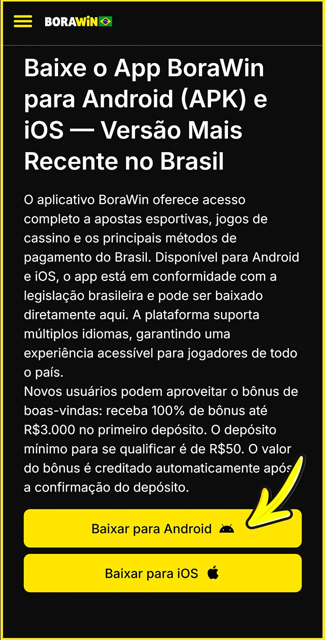 Clique no download do site oficial da BoraWin.