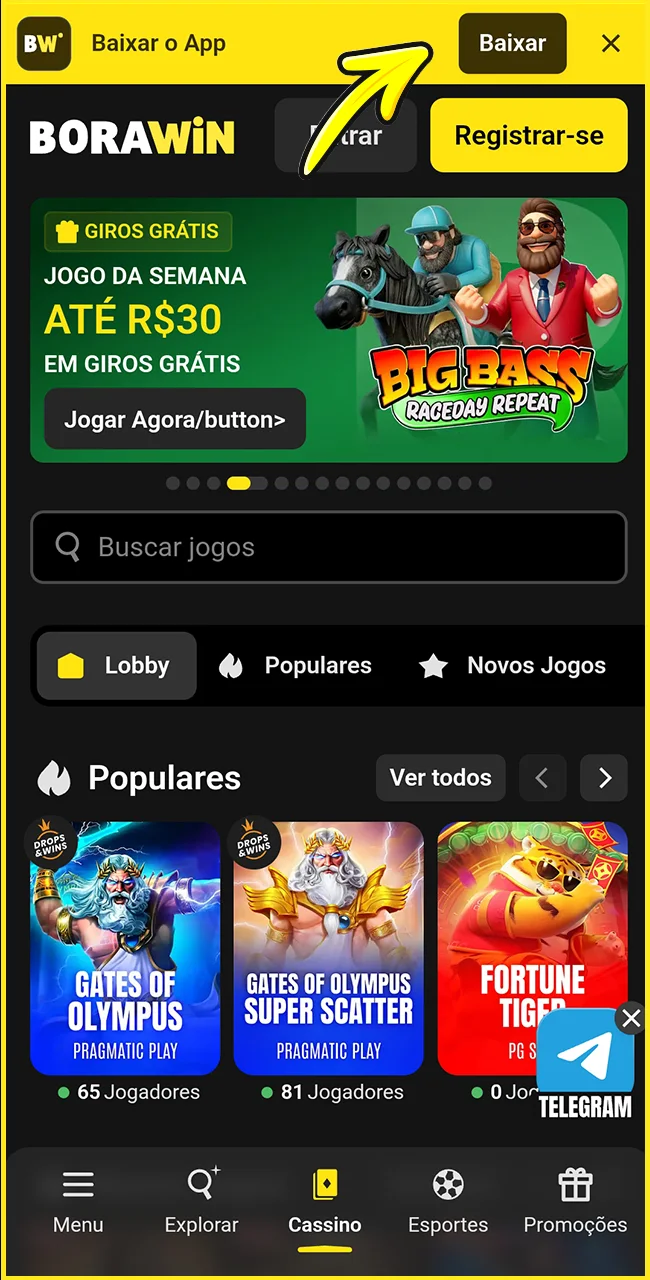 Instale o APK oficial do site da BoraWin.