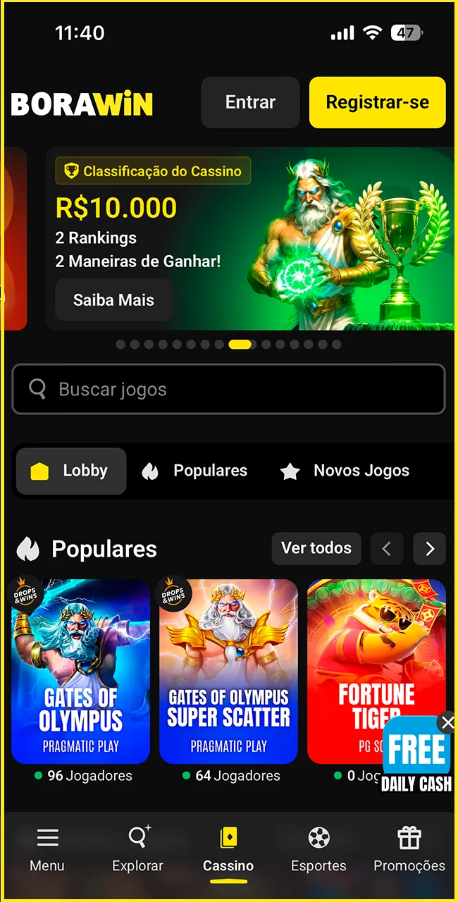 Abra o Safari no site oficial da BoraWin.