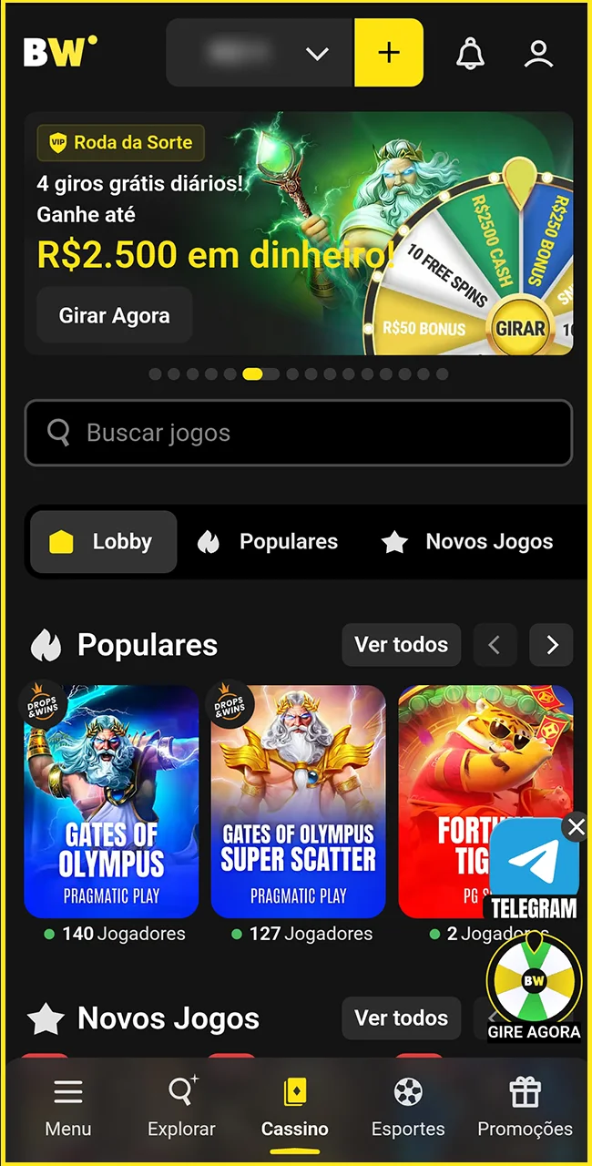 Visite a página inicial do site oficial BoraWin.