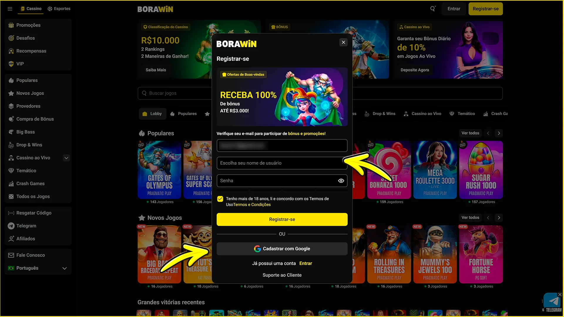 Selecione o método no site oficial da BoraWin.