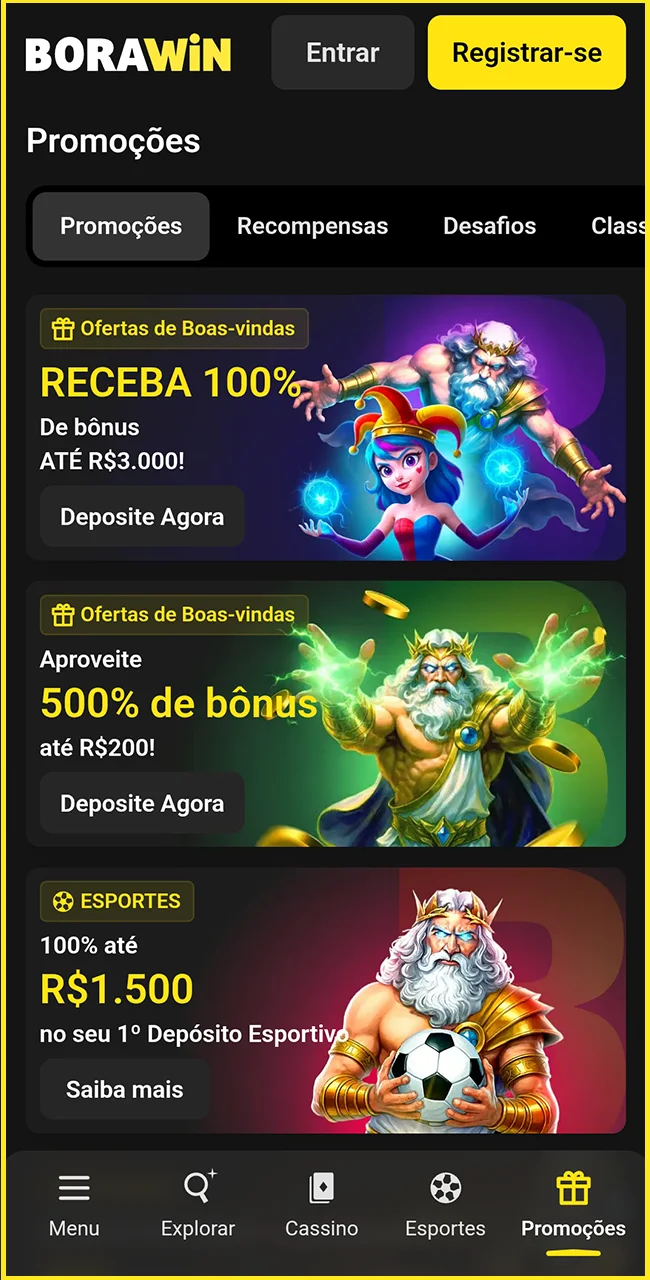 Veja as promoções no site oficial da BoraWin.