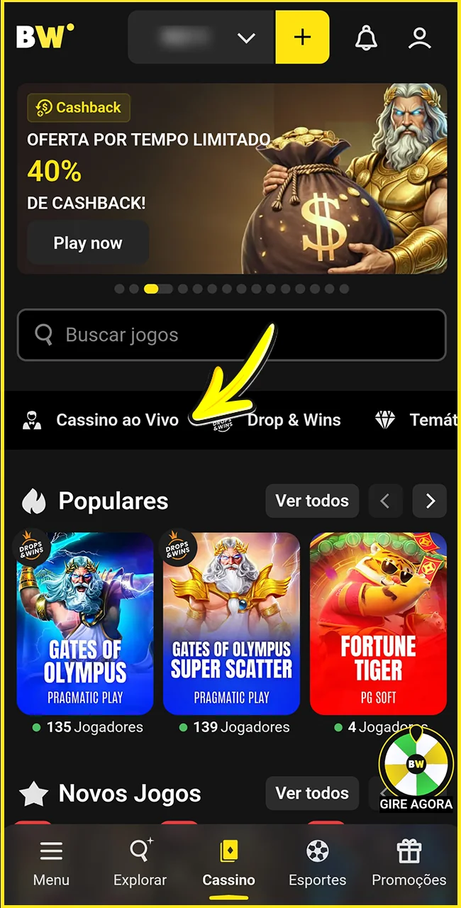 Explore mesas ao vivo no site oficial BoraWin.