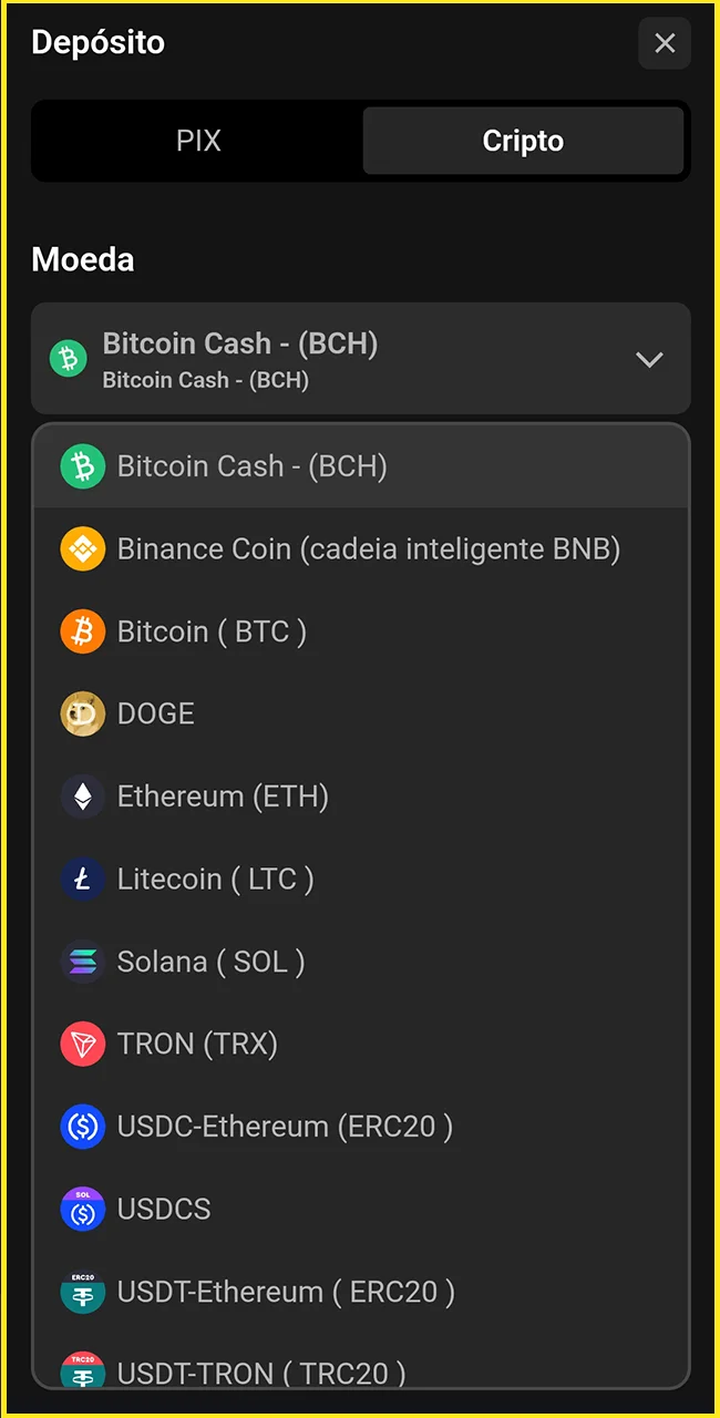 Selecione métodos de pagamento no site oficial BoraWin.