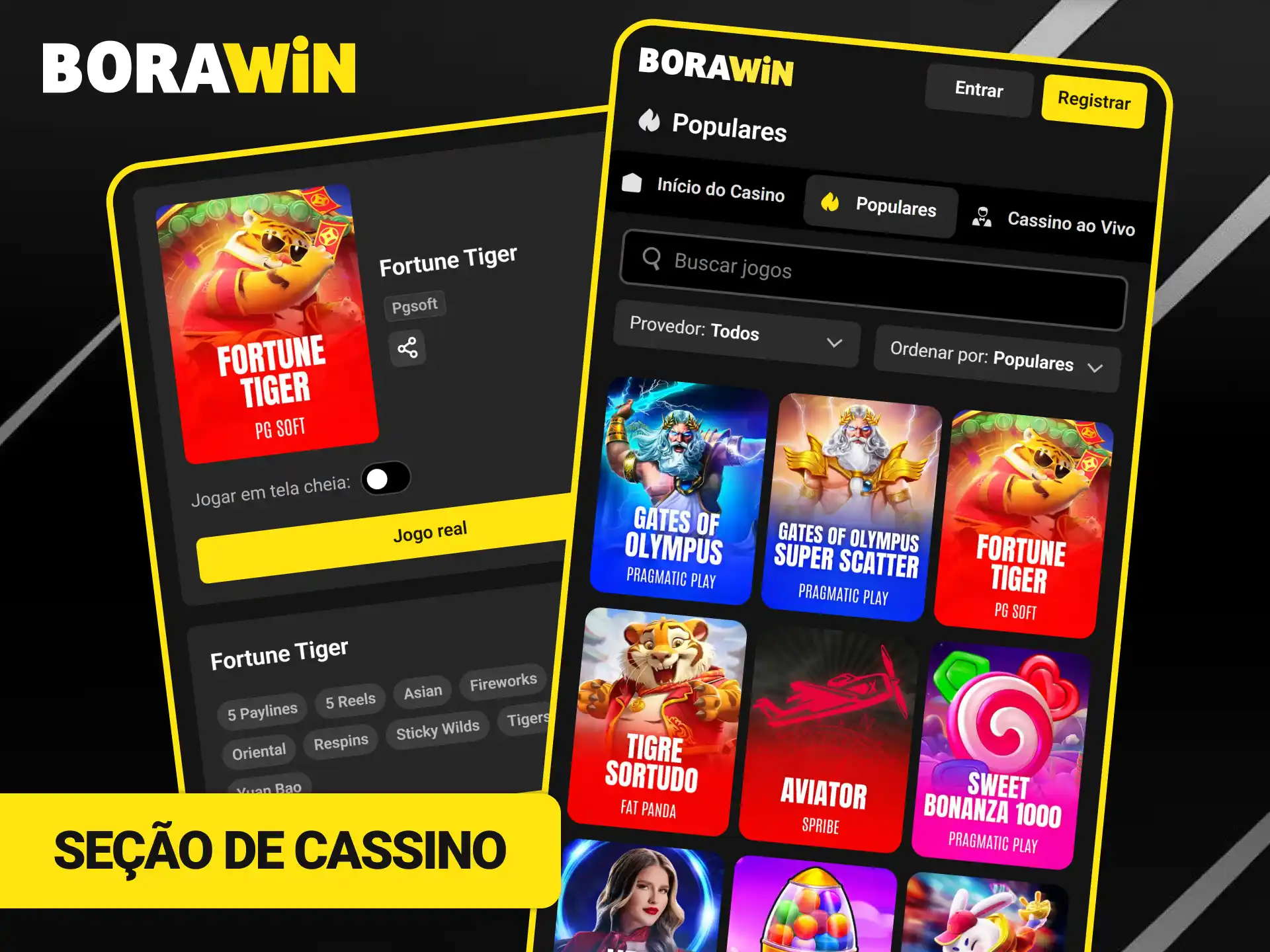 Divirta-se nos jogos de cassino online usando o App BoraWin mobile.