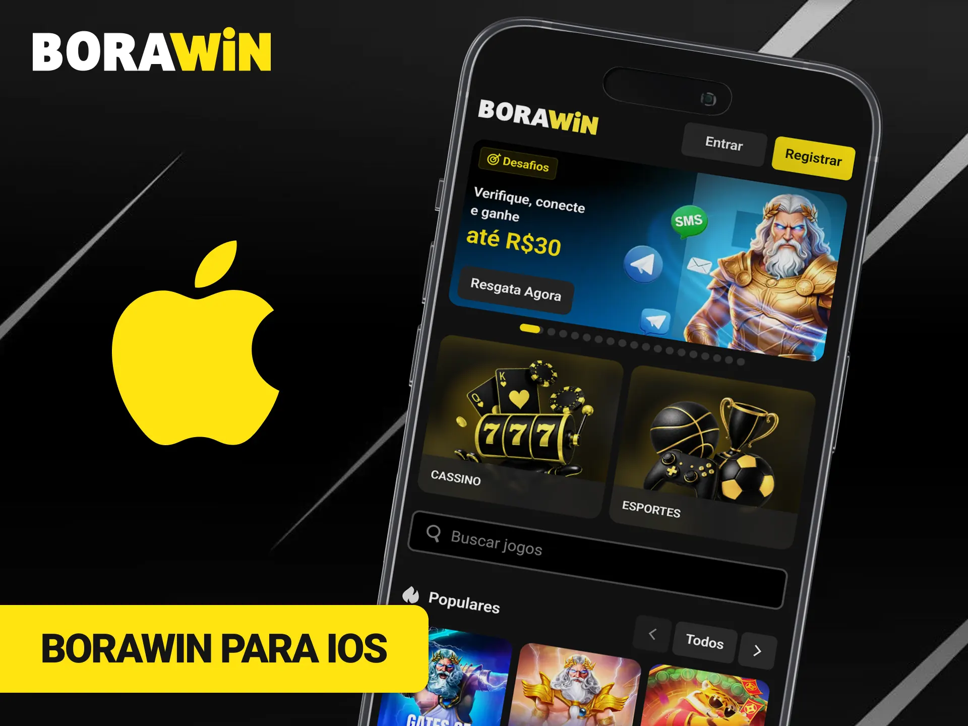 Instale o aplicativo BoraWin para iOS e faça suas apostas.
