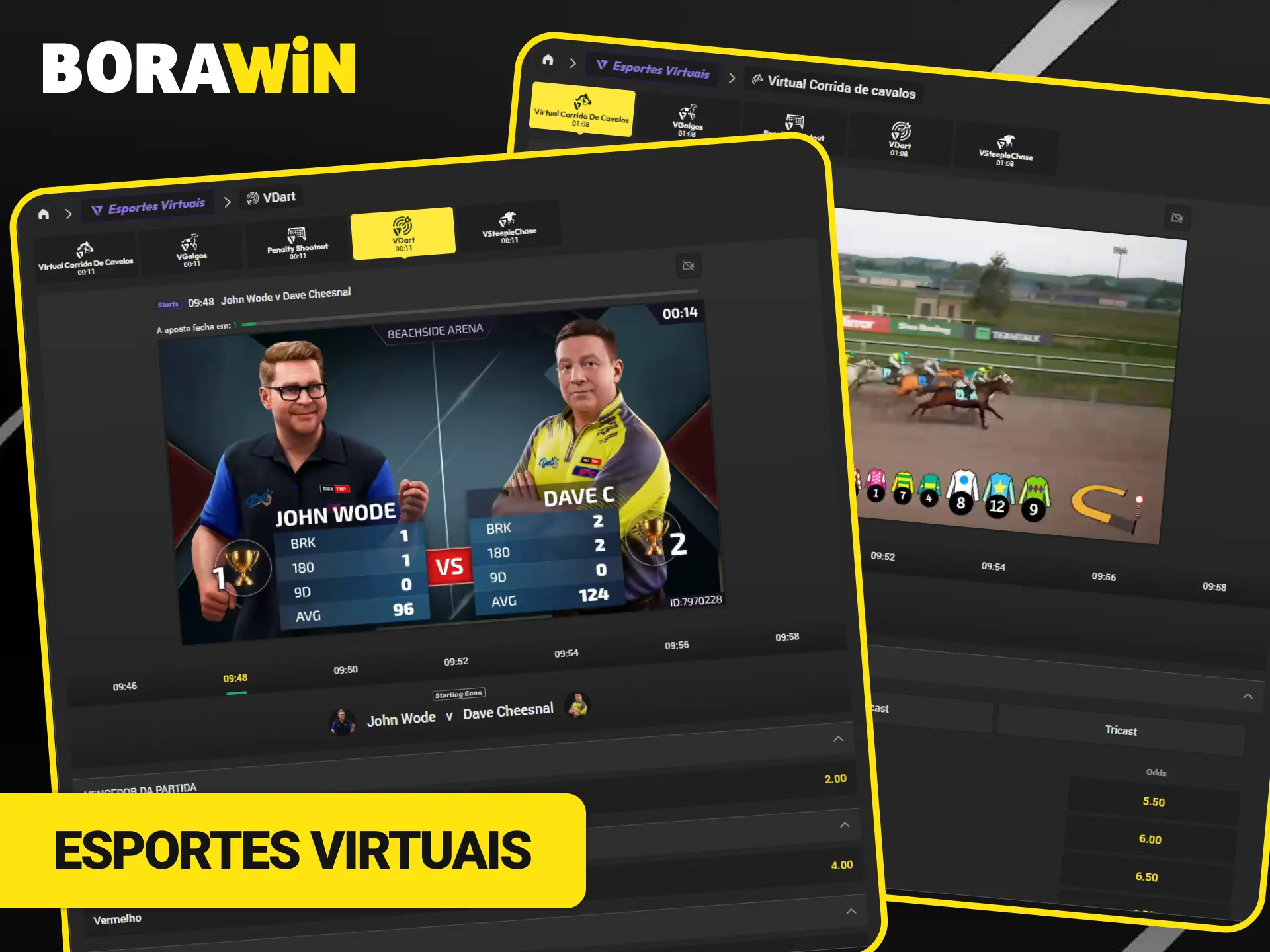 Faça as suas melhores jogadas nos esportes virtuais da BoraWin.